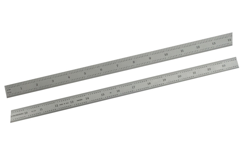 PEC Tools 24" Flexible Steel Ruler, High-Quality Carbon Steel with Satin Chrome Finish, 3R Graduation (1/32", 1/64", 1/10", 1/50"), Fully Hardened and Tempered, Made in USA Carbon Steel-Flexible 24"