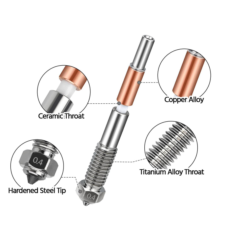 IdeaFormer-3D 0.4mm 0.6mm Plus4 Bimetallic Nozzle for QIDI, Quick-Swap Intergrated Extruder Hotend Nozzle for QIDI Plus 4