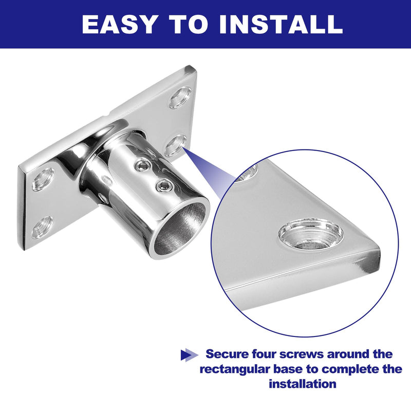 uxcell Boat Hand Rail Fitting 90 Degrees, 2Pcs Marine 316 Stainless Steel Rectangular Base, Silver