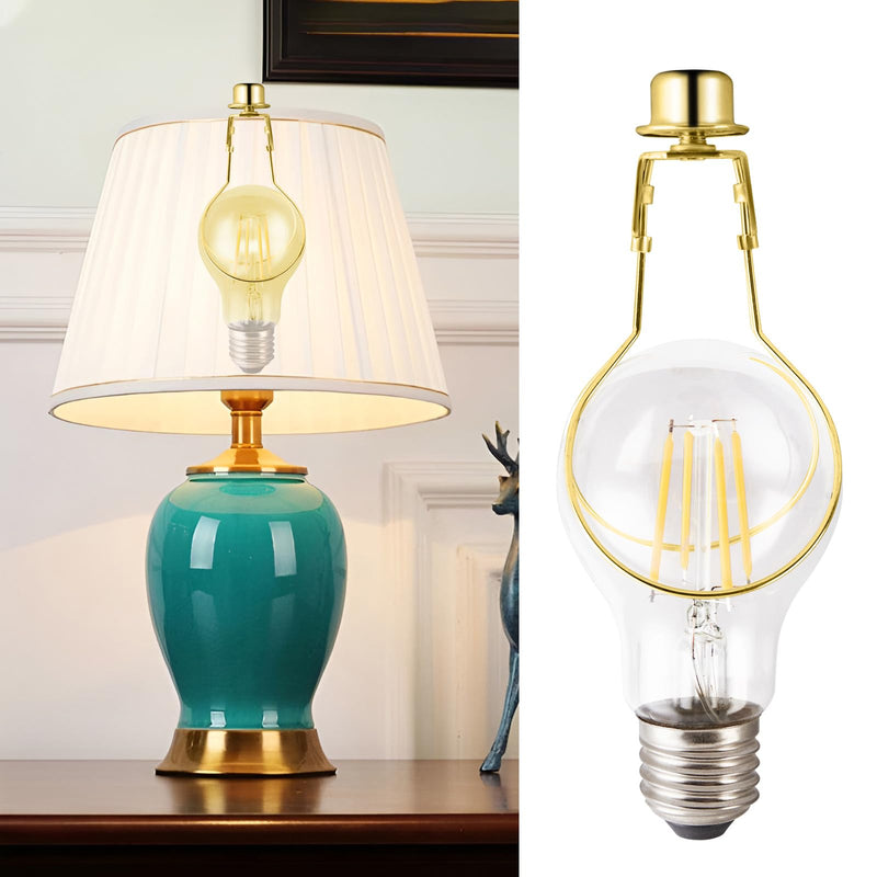 Lamp Shade Light Bulb Clip Adapter, 2 Pack Clip on Lampshade Adapter Includes Finial and Lampshade Levellers to Keep Lamp Shade in Place, Lamp Shade Holder for Clip On Light Bulbs (Brass) Brass