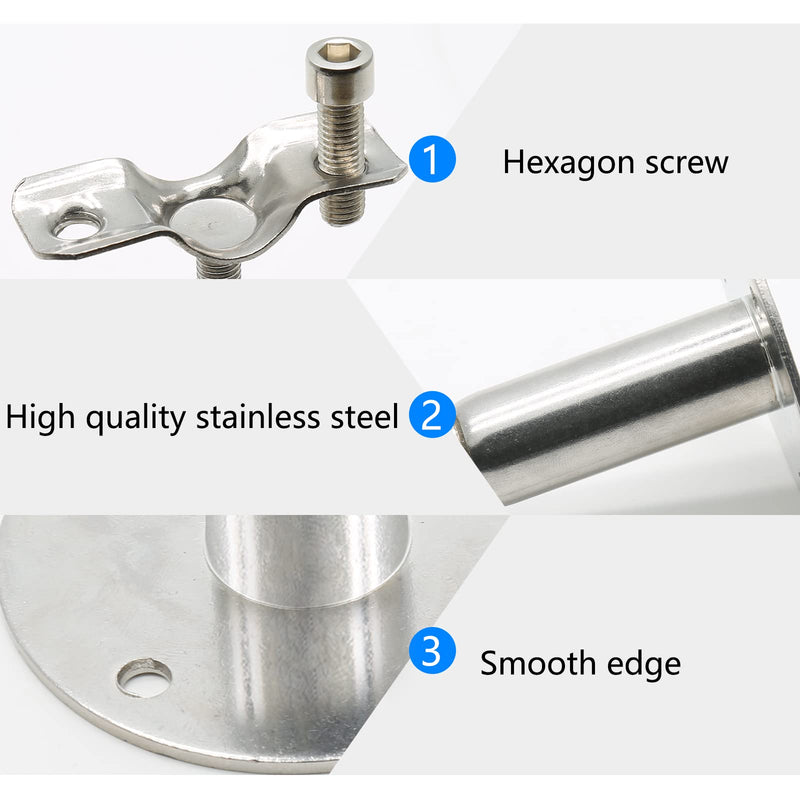 Piutouyar 2 Pcs Stainless Steel Wall Mount Ceiling Mount Pipe Support, Adjustable Pipe Ceiling Bracket Clamp Pipe Straps Fit for Dia 19mm(1/2inch) Pipe with Screws Dia: 19mm (Fit for 1/2inch Pipe)