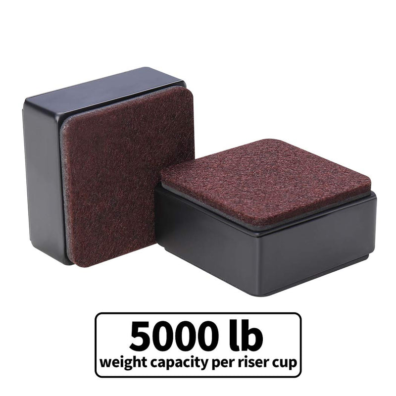 Ezprotekt 1.2 Inch Bed and Furniture Risers, Heavy Duty Square Sofa Tables Couch Chair Risers, Width 2.4"-Adds 1.2" Height, Supports 20,000 lbs, Protect Carpet & Floors from Scratches (4 Pack, Black) 1.2" x 2.4"