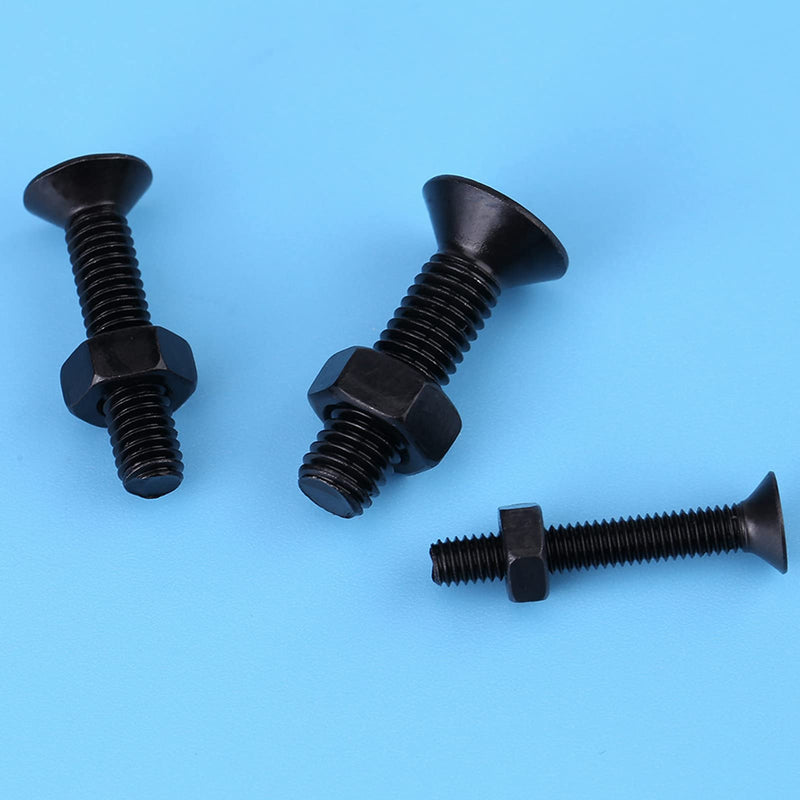 440Pcs Flat Head Bolt M3 M4 M5 Screws Alloy Steel Hex Socket Flat Head Screw Bolts and Nuts Kit with Plastic Case Black