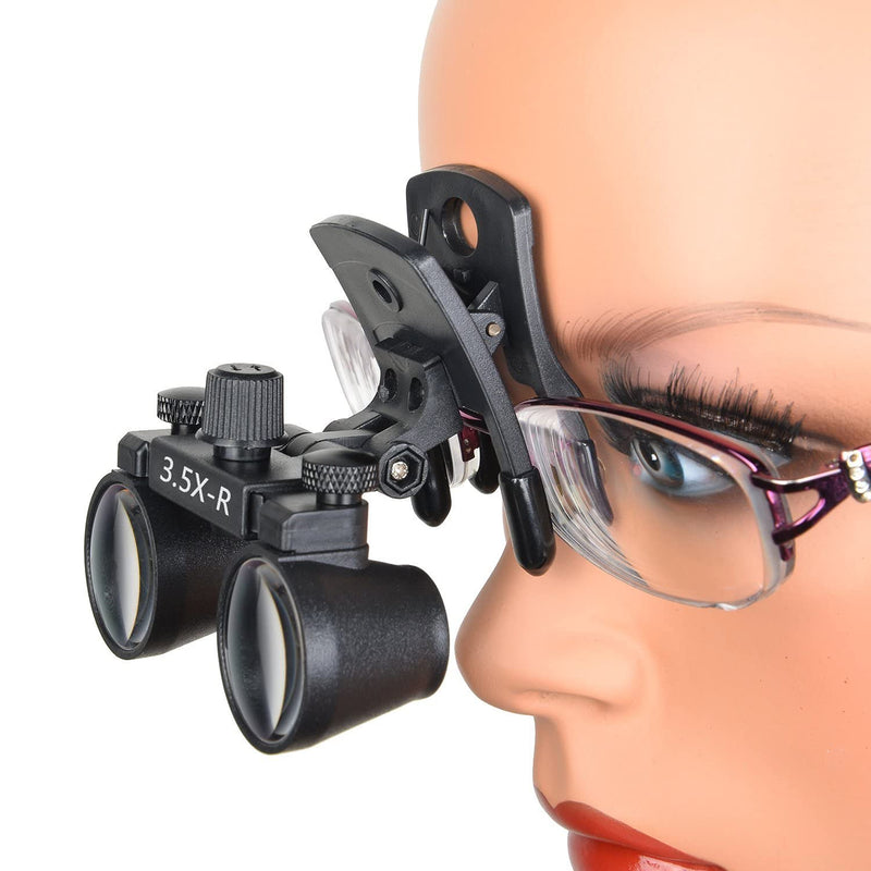 Global-Dental Binocular Surgical Loupes Glasses Magnifier Plastic Clip for All Glasses with Storage Case 420mm (3.5X) 3.5X