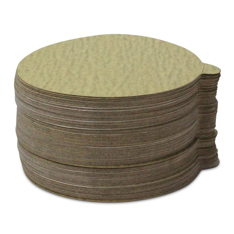 BHA 5" Inch Gold Peel and Stick Adhesive Backed PSA Sanding Discs with Tabs - 100 Pack (220 Grit) 220 Grit