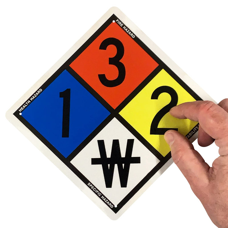 SmartSign NFPA Adhesive Label Kit (Placard, Digits & Symbols) | 8.5" Tall (Tip-to-Tip) Diamond Laminated Vinyl, 6" x 6" 8.5" Tall Laminated Vinyl Kit
