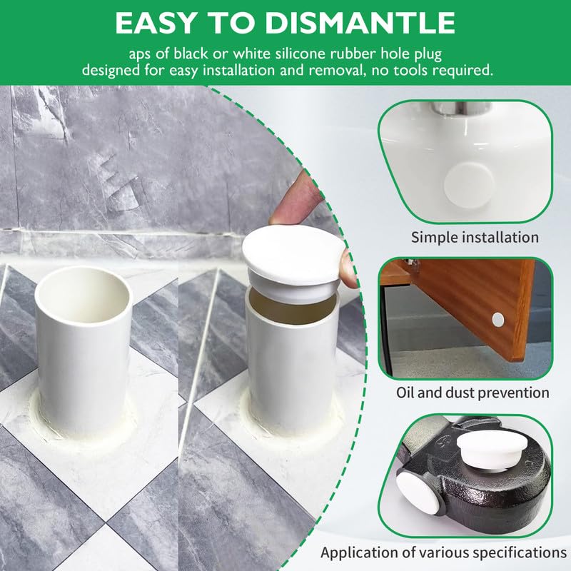 Silicone Plugs 1/8 in T-Shaped Soft Flexible Rubber Stopper Waterproof Seal Button Plug for 3-3.8 mm/0.12-0.15 in Hole, White, 32 Pcs 3-3.8mm(0.12-0.15")