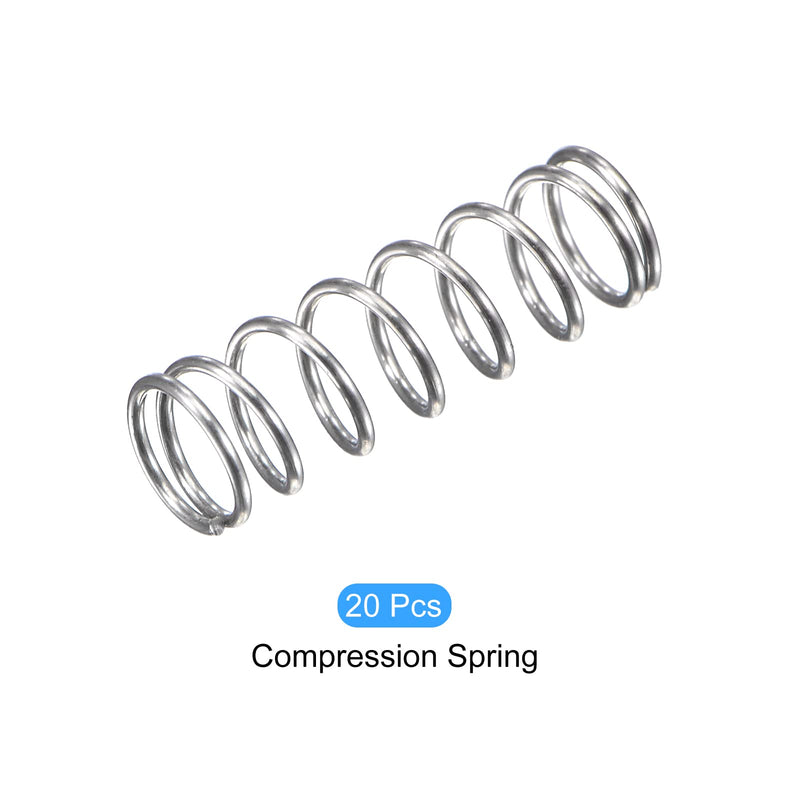 METALLIXITY Compression Springs (0.5x7mm OD,15mm Free Length) 20Pcs, 304 Stainless Steel Extension Spring - for Shop Home Repairs, DIY Projects, Silver Tone 0.5mm x 7mm x 15mm