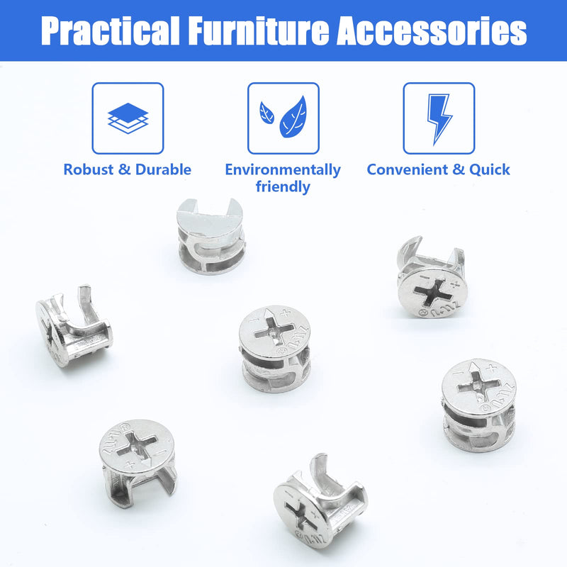 Litoexpe 10 Pcs Furniture Connecter Cam Lock Fittings 15x12mm Furniture Connecting Fastener Lock Nut for Cabinet Drawer Wardrobe Dresser 15x12 mm-10Pcs