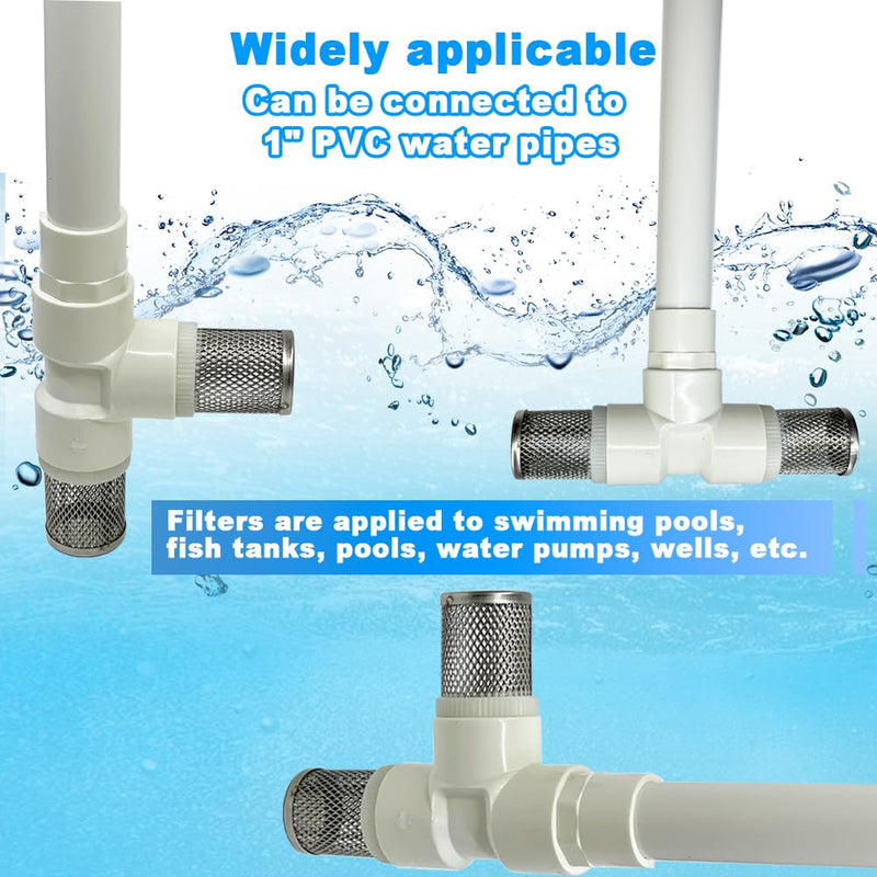1" T Strainers Steel Filter Cover Connected to 1" PVC DN25 Water Pipe, Suction Hose 1 inch T Strainer Used to Remove Debris and Reduce Solid Entry 1"DN25