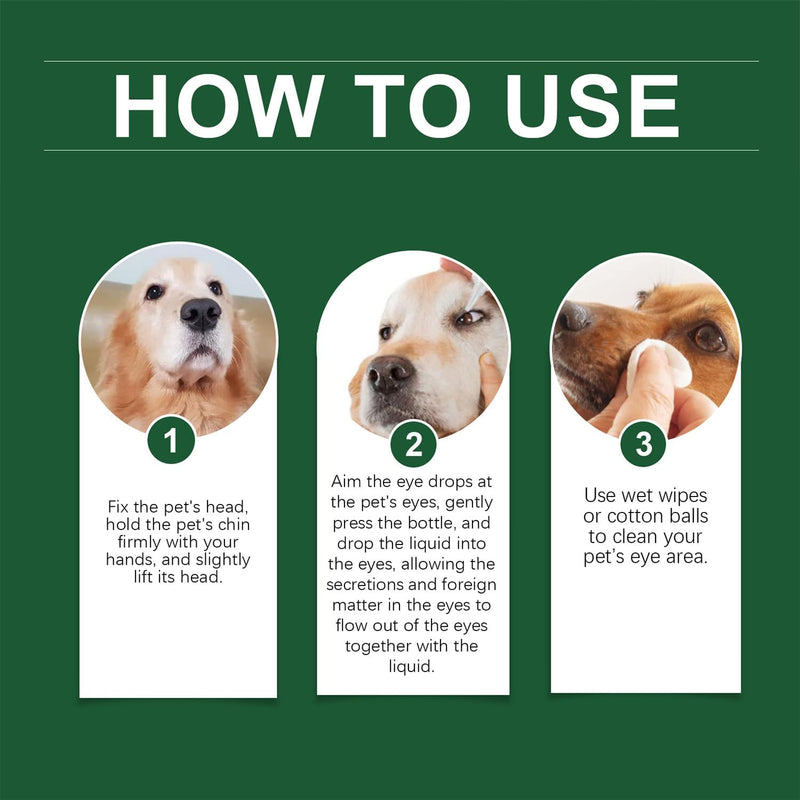 JoanofArc Pet Eye Drops for Cats & Dogs - Natural Safe Formula Soothes Itching, Dry Eyes & Tear Stains, Improves Vision Clarity, Gentle Cleaner for All Animals, 60ml
