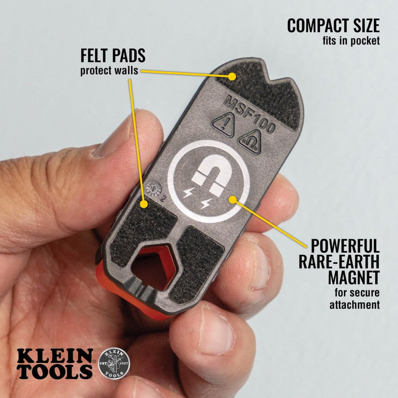 Klein Tools MSF1002 Magnetic Stud Finder and Level, Compact, Wood and Metal Detector with Bubble Vial for Accurate Markings, Felt Pad Backing, 2-Pack