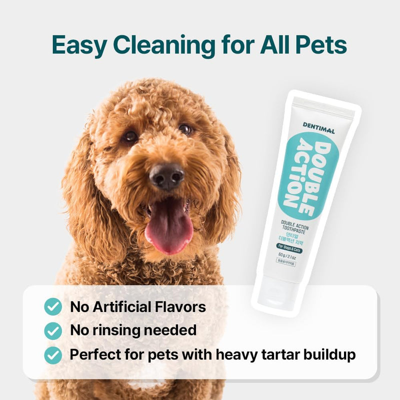 Dentimal Double Action Enzymatic Pet Toothpaste for Dogs & Cats, with Pear Stone Cells to Clean Teeth, Remove Plaque & Tartar, Freshens Breath, Gum Care, Safe for Puppies and Kittens, 2 fl oz