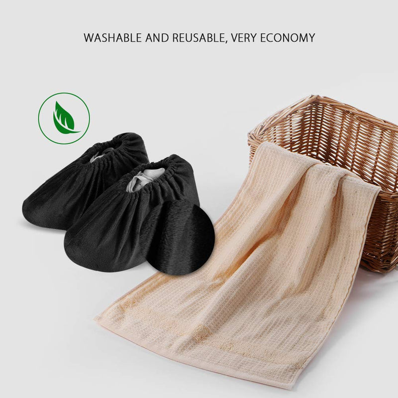 LAKE OF FIRE 5 Pairs Reusable Shoe Covers Non-slip, Washable Thickened Boot Covers for Floor Carpet Protection Black