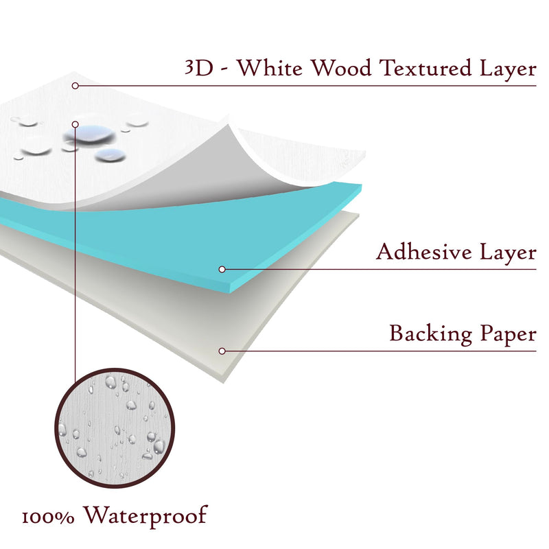 White Wood Grain Wallpaper Border (3.9" x 393.7", 10cm x 10m, Rough Wood Texture) Self Adhesive Removable Waterproof Peel and Stick Wall Edging Mirror Framing Wall Décor Made in Korea White 3.9" x 393.7"