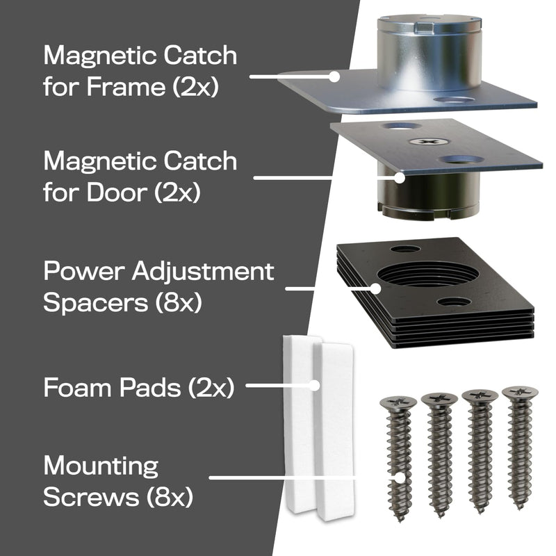 Magnetic Door Catch, Ball Catch Replacement Hardware for Closet or Double Doors, Precision Lock 2-Pack with Foam Pads Stainless Steel