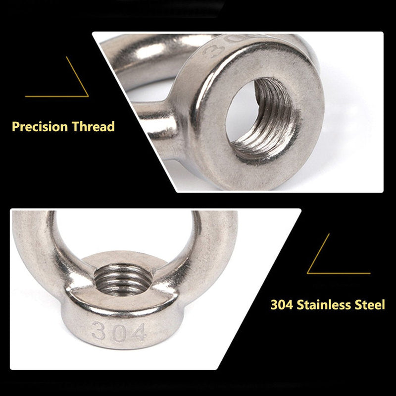 M6 Ring Shape Lifting Eye Nut 304 Stainless Steel Threaded Nut Fastener-8 Pack M6