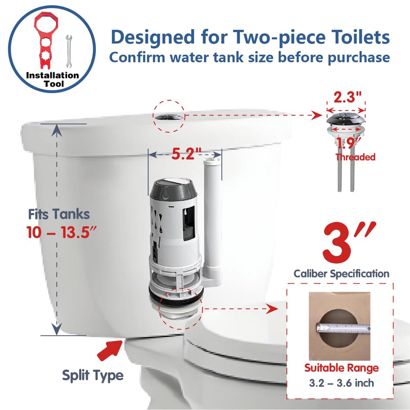 3 Inch Dual Flush Valve Replacement Kit with Install Tool