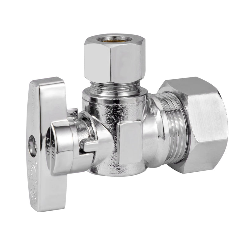 Heavy Duty Angle Stop Valve 1/2" Nom (5/8" OD) Comp x 3/8" OD Comp, 1/4-Turn Operation，High quality lead-free brass (2PCS) 2pcs (5/8" OD) Comp x 3/8" OD Comp