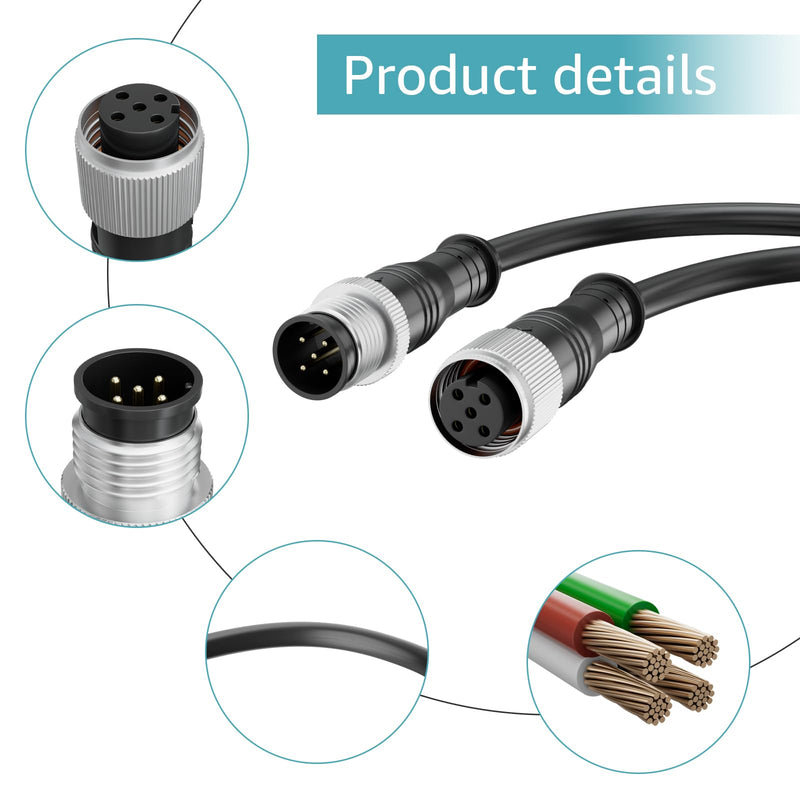 NMEA 2000(N2K) 1 Meter Extension Cable – Backbone & Drop Cable Compatible with Lowrance Simrad B&G Navico Network 5 Pin M12 Thread Marine Grade Cable. (3.28FT) 3.28Feet