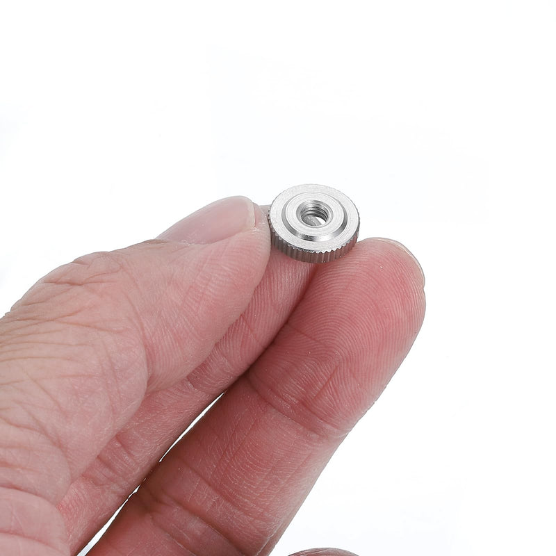 uxcell 10Pcs M4 Knurled Thumb Nuts, 304 Stainless Steel Round Knurled Flat Head Through Hole Handle Nut, Lock Adjusting Nuts, Thin Type, Silver 10