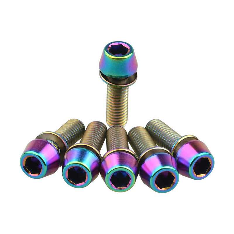 Titanium Ti Allen Hex M5x16 18mm Tapered Head Bolt with Washer Screw for Bicycle Stem Parts Pack of 6 (Ranibow, M5x16mm) Ranibow