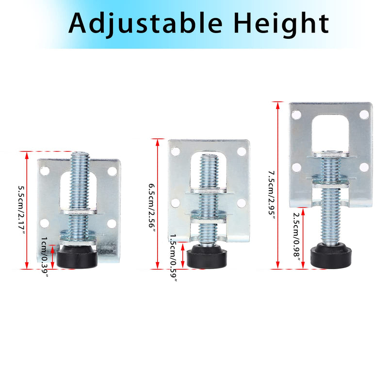 OwnMy 4 Packs Heavy Duty Adjustable Furniture Leveling Feets L Shaped Furniture Leveler Legs, Furniture Mounting Brackets Metal Furniture Leveling Load Table Leg for Workbench Cabinet Wardrobe, 2.2" 2.2"H