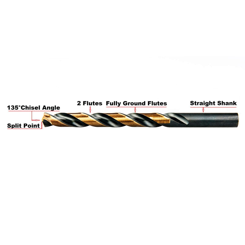 MAXTOOL No.7 10pcs Identical Jobber Length Drills Dia 0.201 HSS M2 Twist Drill Bits Wire Gauge Gage Numbered Straight Shank Drills; JBN02H10R07P10