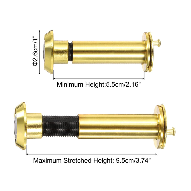PATIKIL 9/16" Door Viewer Peephole, Copper Privacy Door Viewer with Privacy Cover, 180-Degree Fits 2-3/16" to 3-3/4" Door with 14mm/0.55" Drill Bit for Security, Gold