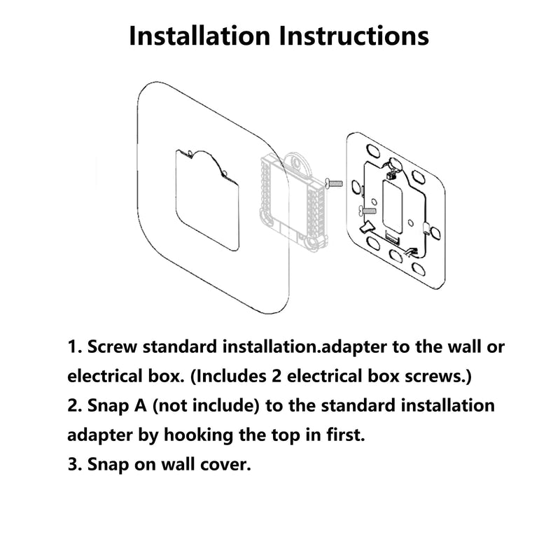 THP2400A1080 Large Cover Plate & Electrical Box Adaptor for T-Series Thermostats, White (1) 1