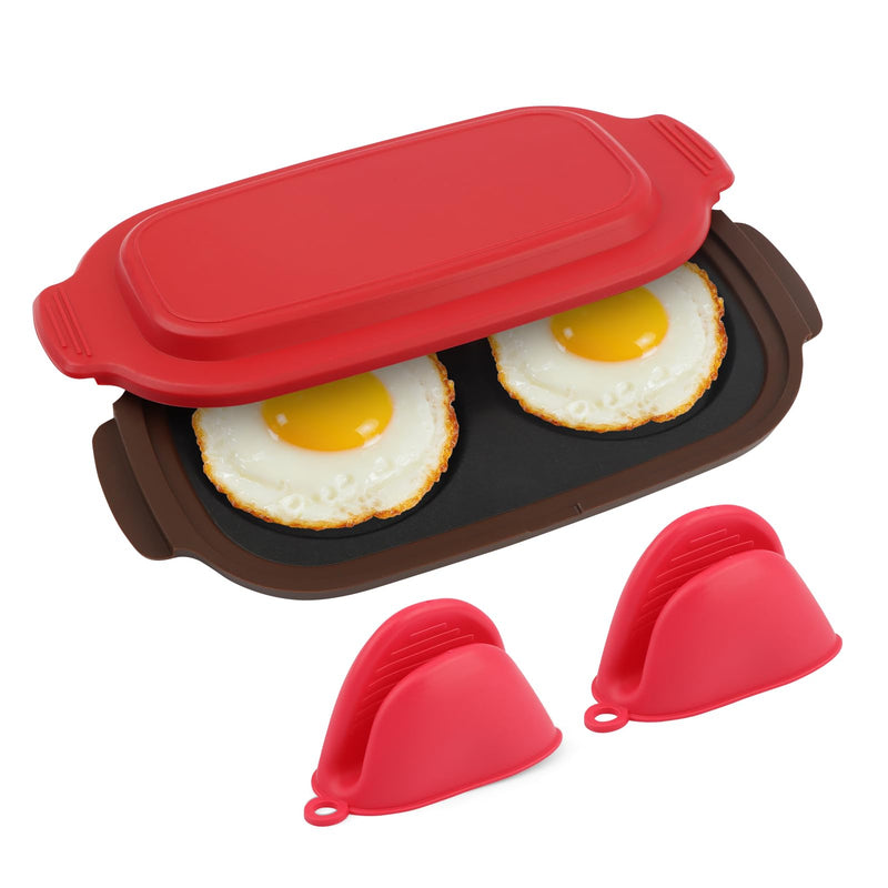 Quick-Heat Microwave Egg Cooker & Poacher, Non-Stick 2 Eggs Maker for Breakfast Sandwiches, Portable Multi-use Egg Fryer for Home,Travel,Gifts, Dishwasher-Safe, Save Time