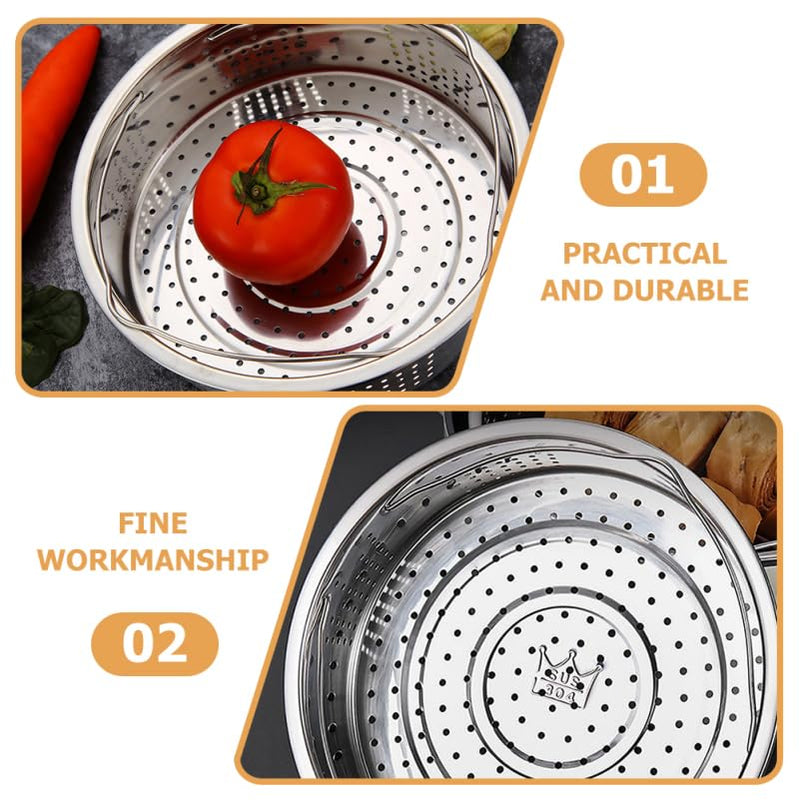 Stainless Steel Steamer Basket with Trivet Rack 8.26 Inch Food Steamer Pot Accessory for Rice Vegetables Seafood Buns Dumplings Kitchen Cooking