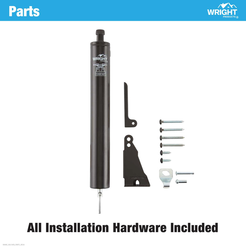 Wright Products Pneumatic Storm Door Closer – Adjustable, Smooth-Closing with Hold-Open Washer (Modern, Bronze) Modern
