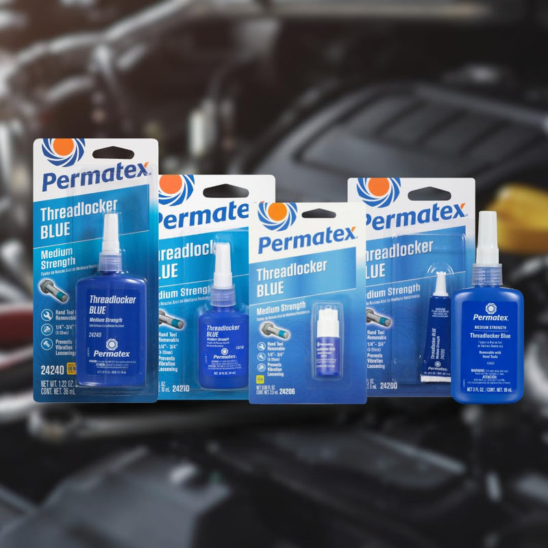 Permatex 24200 Threadlocker Blue Medium Strength,Thread Lock & Screw Glue for Bolts Nuts & Fasteners to Prevent Loosening & Corrosion, Removable with Hand Tools 6 ml