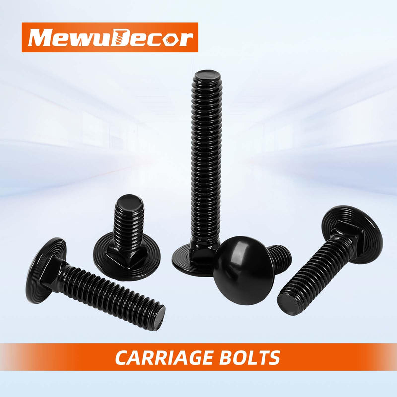 5/16-18 x 1-1/2" Carriage Bolts, Stainless Steel 18-8 (304), Round Head, Square Neck, Fully Threaded, Black Finish, 20 PCS 5/16-18 x 1-1/2"