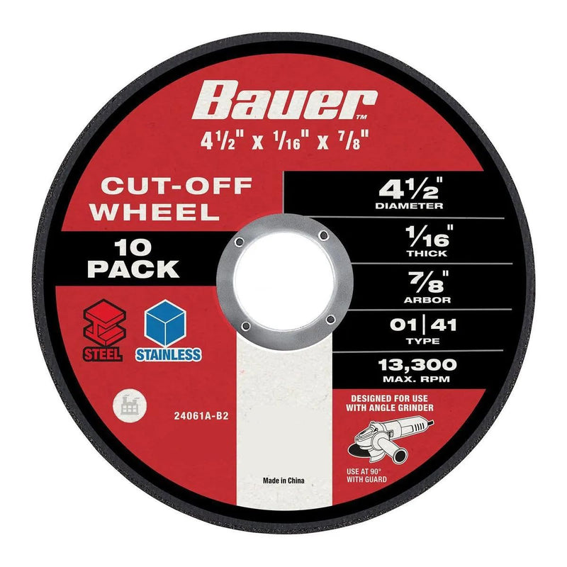 BAUER 4-1/2 In. 40 Grit Metal Cut-Off Wheel 10 Pk.