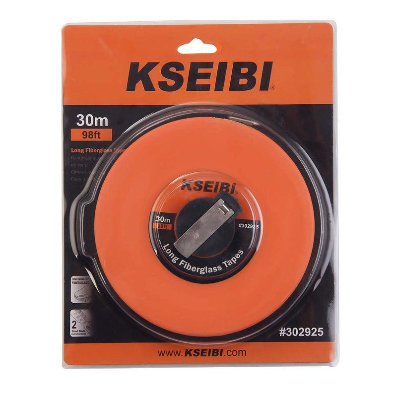 KSEIBI 302940 Closed Reel Long Tape Measure 165 ft Flexible Fiberglass Double Face Printing Inch/Metric for Land, Yard Distance Measurement, and Construction Work (165ft / 50m) 150ft / 50m