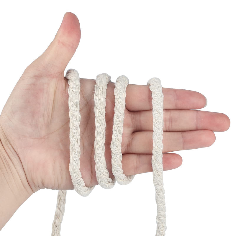 jijAcraft 1/3 Inch Nautical Cotton Rope Crafts, 8mm x 65Feet Clothes line Rope for Outdoor,3 Ply White Rope Cord Unbleached Rope, Macrame Cord Rope for Clothesline, Baskets, Hangings Pots, Pet, Toys 8mm x 65 ft