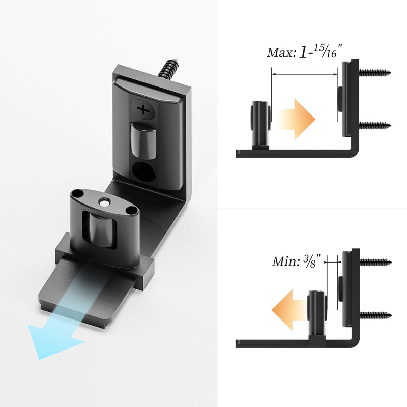 Sliding Barn Door Bottom Floor Guide, Adjustable U Shape Flexible Flush Design,Wall Mounted, Black