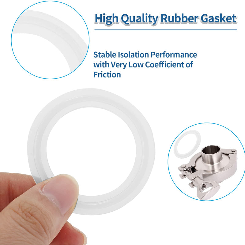 10Pcs 2" Tri Clamp Gasket, Sanitary Standard Silicone Tri-Clover O-Ring Fits OD 64mm Sanitary Pipe Weld Ferrule 2" ID:48mm, OD:64mm