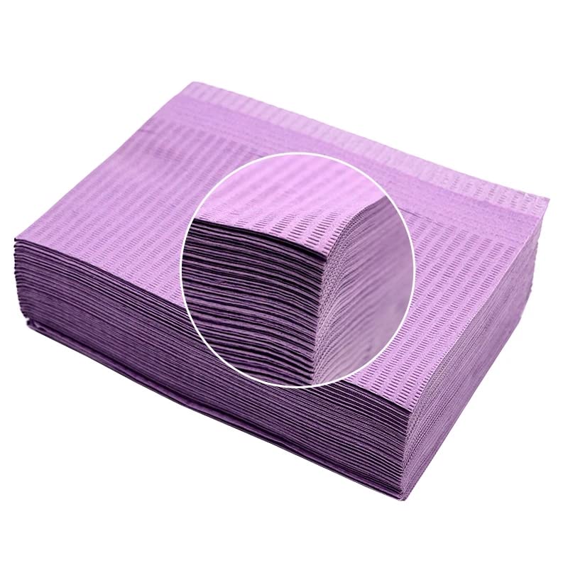 125Pack Disposable Dental Bibs, 13"x18" Dental Bibs, 3-Ply Waterproof Tattoo Bibs for Tattoo Table, Salon Tray, Dental Tray Covers, Tattoo Nail Art Tray Cover Mayo Stand Dental Bibs (Purple) Purple - NewNest Australia