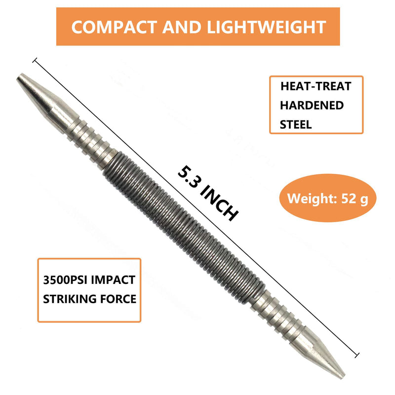 2-Piece Dual Head Combo Nail Setter, Double Ended 3/32″& 1/8″Spring Nail Set, 3500 PSI Striking Force Hammerless Nail Set Punch Nail Pullers