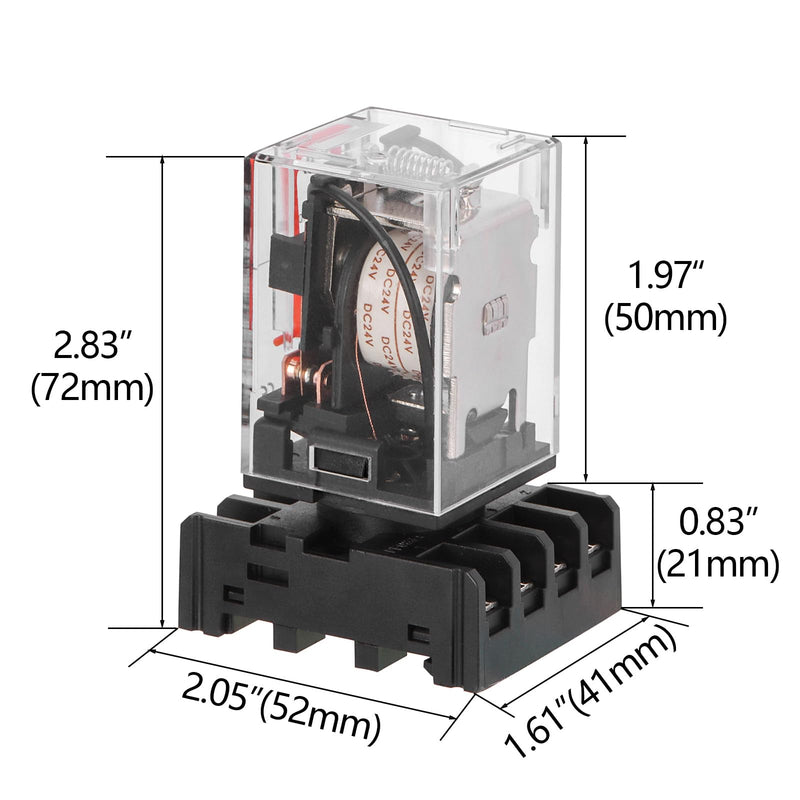 2Pcs Power Relay MK2P-I, AC 110V Coil, DPDT, 8 Pin, with Plug-in Terminal Socket Base PF083A (2) 2