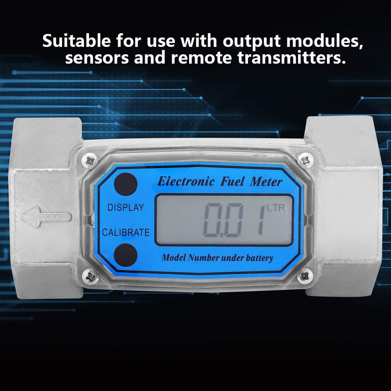 Turbine Meter 15-120L/min 1.5inch NPT Digital Meter HD Displays Water Meter Oil Fuel Gasoline Meter Blue
