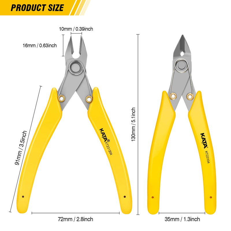 KATA 5.5 Inch Stainless Steel Wire Cutter Micro Flush Cutters, Precision Side Cutter Plier Sprue Cutting Snip for Electronics, Jewelry Making, Metal Wire Cutter, Crafting 1pack