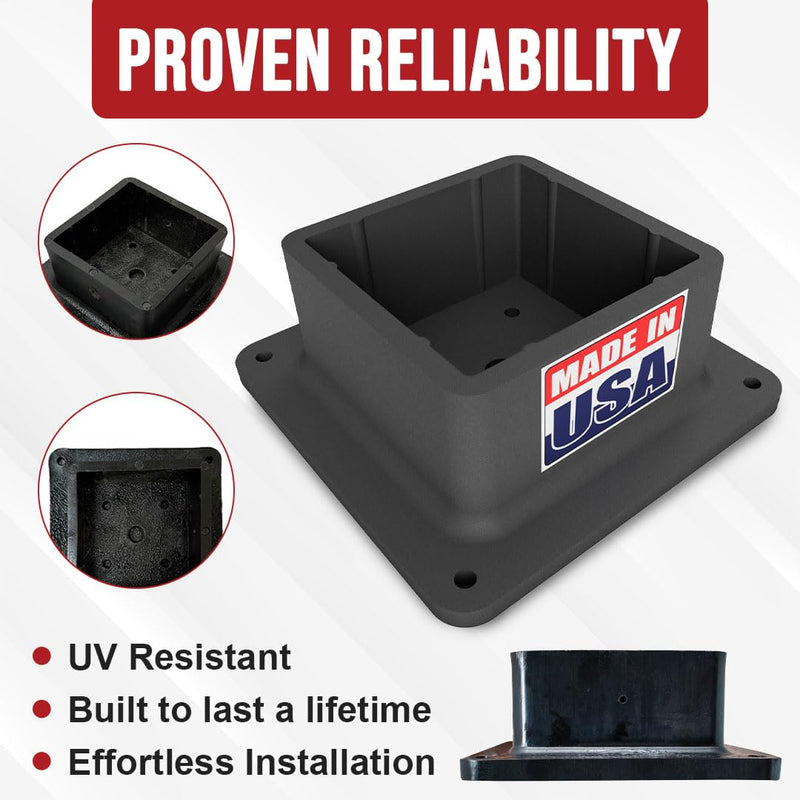 USA-Made 4x4 Post Base Bracket Anchor – Never Rust or Stain - Durable Plastic Deck Post Skirt Flange Cover for Wood Posts - Strong Handrail Base, Brackets, and Anchor Support (1 Pack) 1