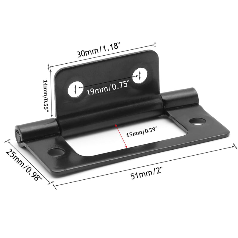 Litoexpe 6 Pcs Non-Mortise Door Hinges, 2 x 0.9 Inch Matte Black Door Hinges, Bifold Door Hinges for Variable Kitchen, Bathroom Black-6 Pcs
