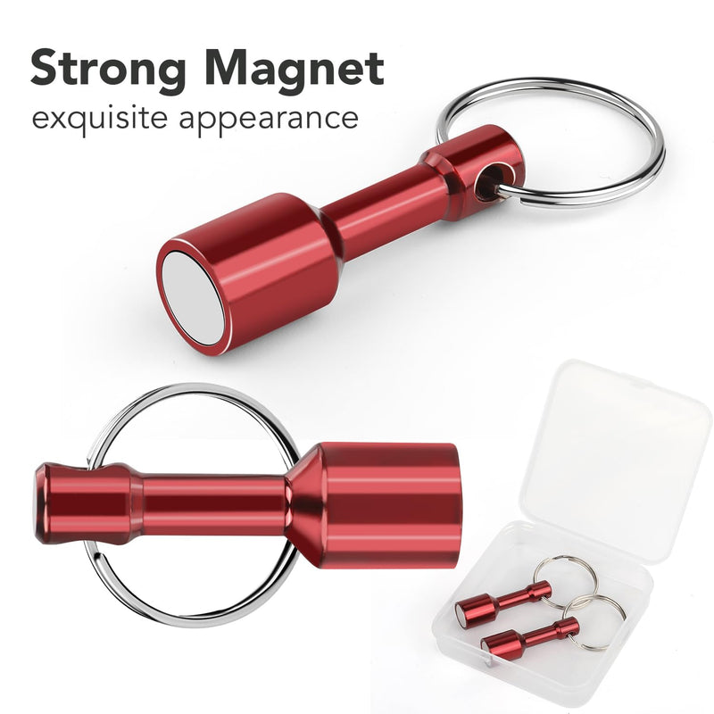 TRYMAG 10 Pack Keychain Magnets for Testing Brass, Neodymium Pocket Keychain with Strong Magnetic Rare Earth, Gold Tester Kit for Jewelry，Gold Silver Jewelry Test Magnet Hanging Keys Holder, Red 10Pcs
