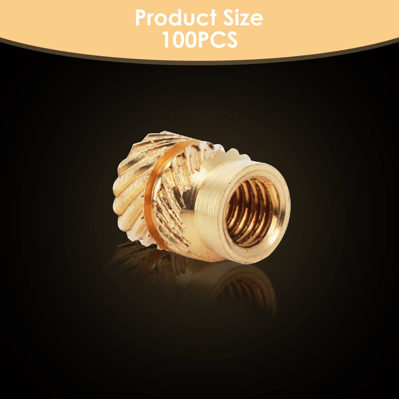 100 Pcs M3 Threaded Insert M3 Heat Set Inserts 3D Printing Brass Nuts Knurled Twill Thread Nut Inserts for Loptop Automotive Plastic Shells