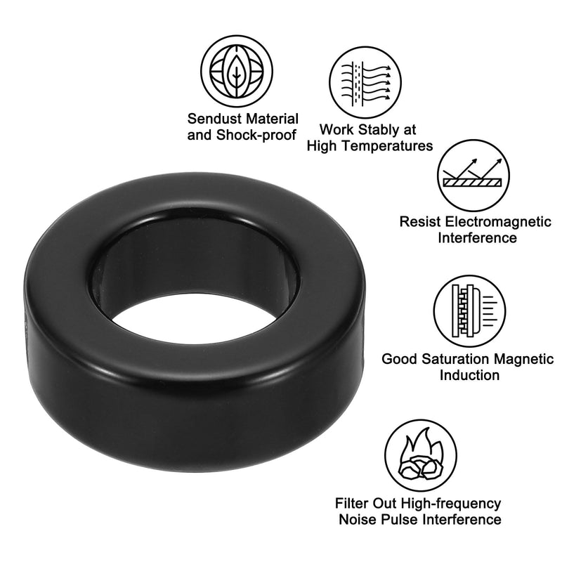 uxcell 5Pcs Toroid Core, 24x42x16mm Iron Ferrite Chokes Ring Power Toroidal Transformer to Stabilize Signal Transmission Resist Electromagnetic Interference, Black